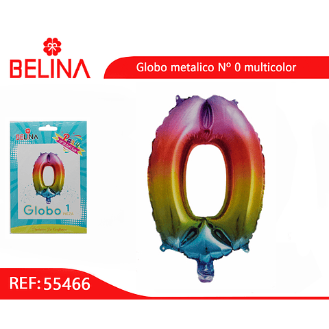 Globo número 0 multicolor 16"