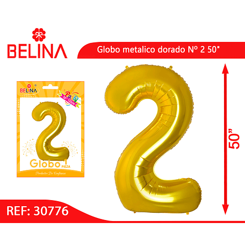Globo metalico Nº 2 dorado 50"