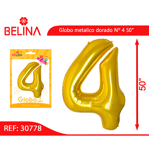 Globo metalico Nº 4 dorado 50"