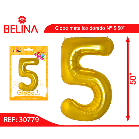 Globo metalico Nº 5 dorado 50"