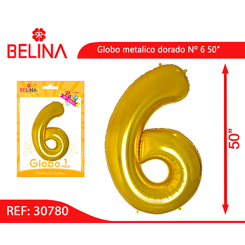 Globo metalico Nº 6 dorado 50"