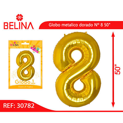Globo metalico Nº 8 dorado 50"