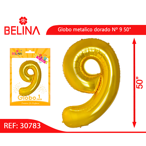 Globo metalico Nº 9 dorado 50"