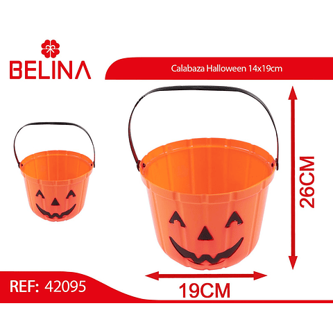 Cubo para dulces Calabaza Halloween 14x19cm