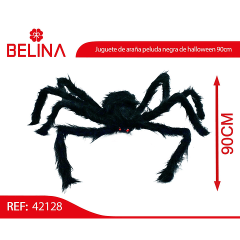 Araña peluda negra de Halloween 90cm