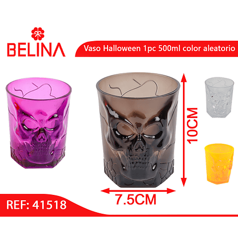 Vaso Halloween 1und. 500ml color aleatorio