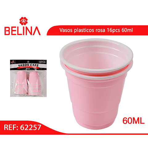 Vasos plasticos shot rosa 16pcs 60ml