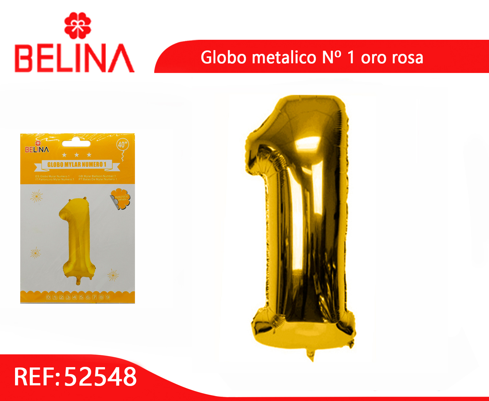 Globo Número 1 Oro 40 Pulgadas - Belina Cotillón