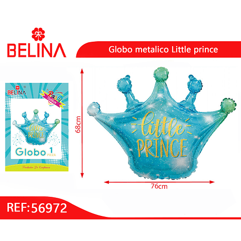 Globo metalizado corona príncipe 76 x 68cm