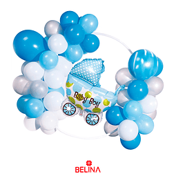Arco organico de globos de latex Baby Boy azul 55pcs