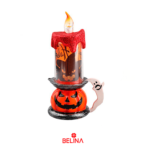 Vela electrónica de calabaza color aleatorio Halloween 9,5x7x17cm