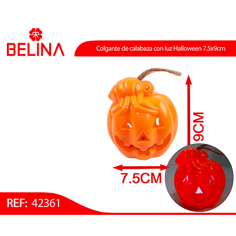 Colgante de calabaza con luz Halloween 7x9cm