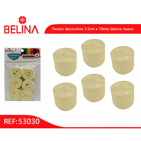 Feston grueso crema 6pcs 3.5x10m