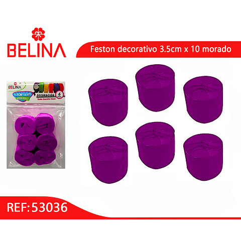 Feston grueso morado oscuro 6pcs 3.5x10m