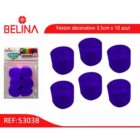 Feston grueso azul 6pcs 3.5x10m