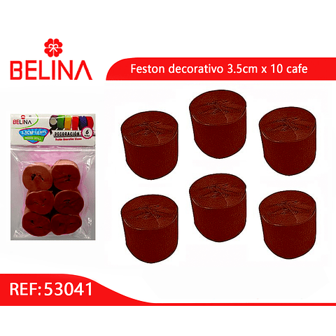 Feston grueso cafe 6pcs 3.5x10m