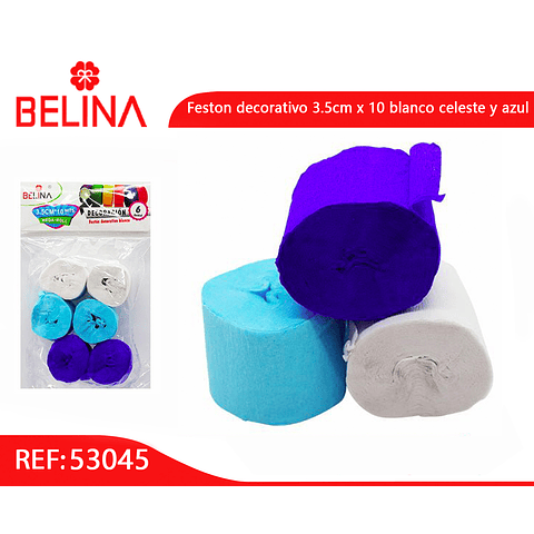 Feston grueso azul con blanco 6pcs