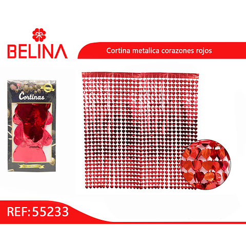 Cortina metalica roja corazones 100x200cm