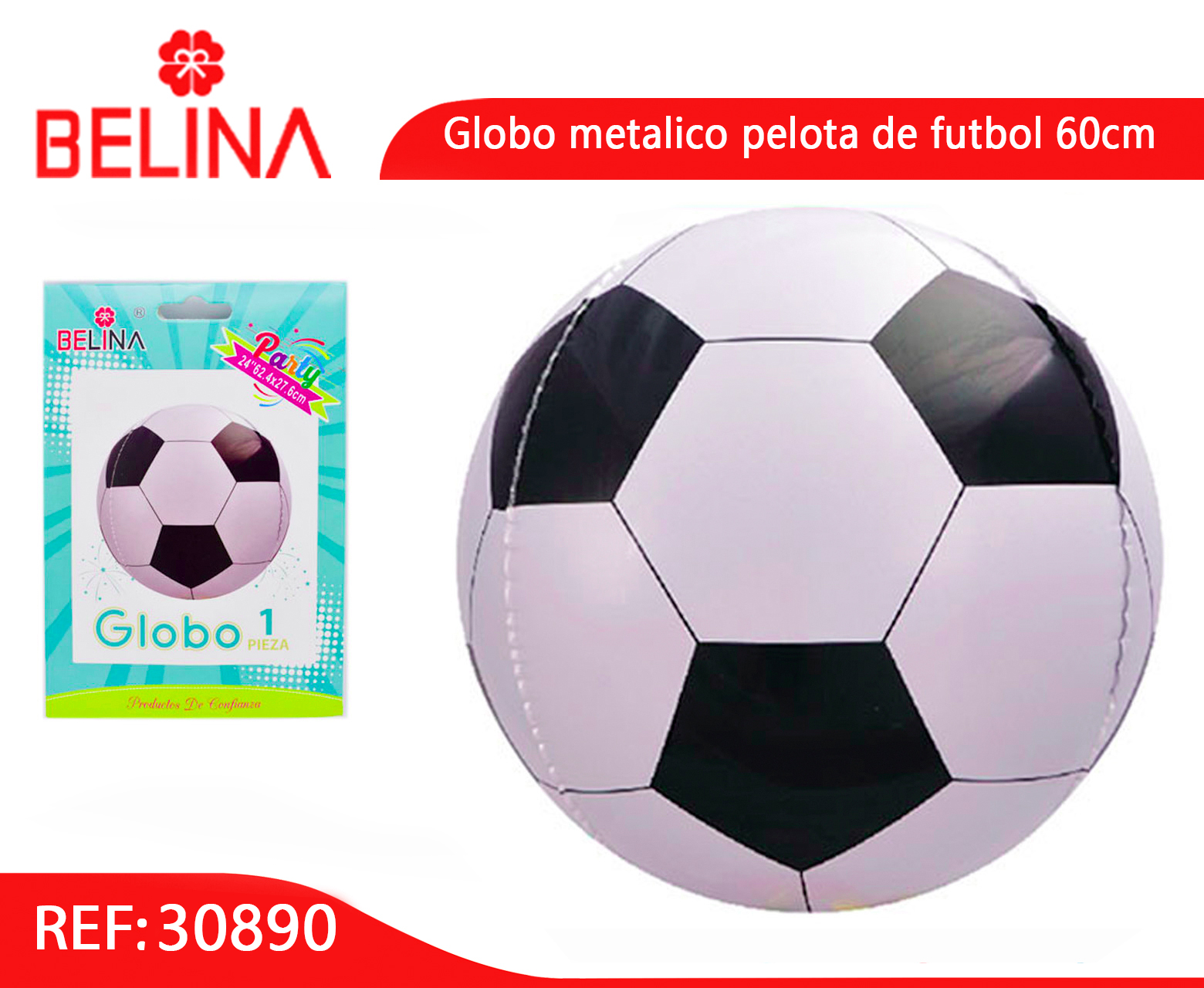 Globo metalico pelota de futbol – Belina Cotillon