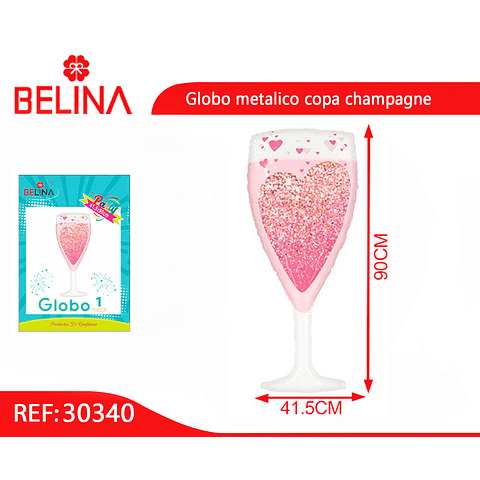 Globo metalico copa champagne 41.5x90cm
