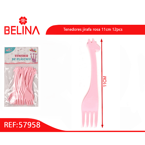 Tenedores jirafa rosa 11cm 12pcs