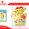 Globo metalizado oso en caja de regalo happy birthday