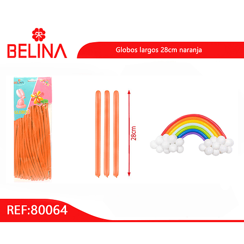Globos Largos Color Anaranjado 28cm 40pcs - Belina Cotillón