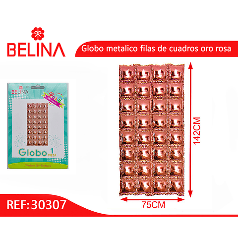 Globo metalico filas de cuadros oro rosa 75x142cm