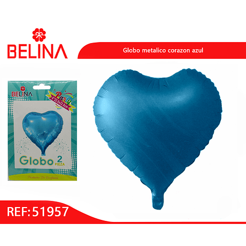 Globo metalico corazón 9 celeste