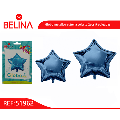 Globo metalico estrella celeste 2pcs 9 pulgadas