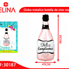 Globo metalico botella de vino rosa 48x92cm