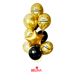 Set globos latex dorado-negro 11pcs