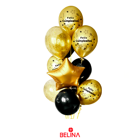 Set globos latex dorado-negro 11pcs