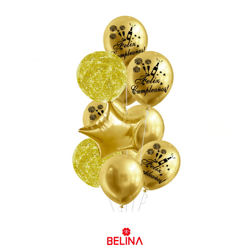 Globo De Cumpleaños De Aluminio Dorado 40 Cm - Para Rellenar Con Helio, Reutilizable Y Personalizable - Fiestas, Bodas, Navidad