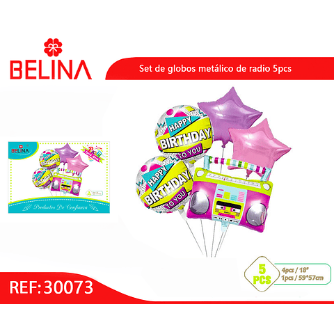 Set de globos metálico de radio 5pcs