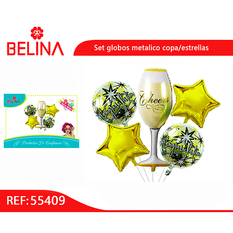 Sets de globo copa/estrella oro 5pcs