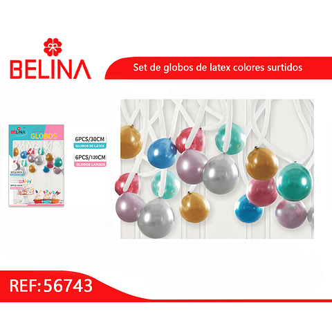 Set de globos de latex brillantes colores surtidos