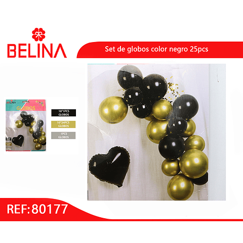 Set de globos color negro 25pcs