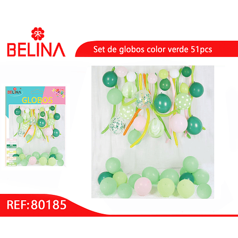 Set de globos color verde 51pcs
