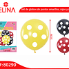 Set de globos de puntos amarillos, rojos y negros 6pcs 30cm