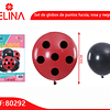 Set de globos de puntos rojo y negro 6pcs 30cm