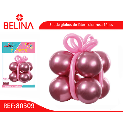 Set de globos de látex color rosa 12pcs