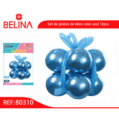 Set de globos de látex color azul 12pcs