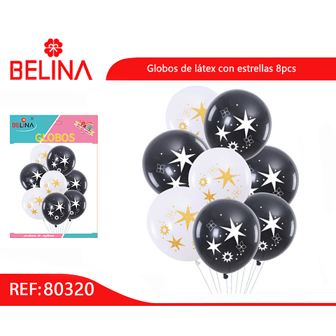 Globos de látex con estrellas 8pcs