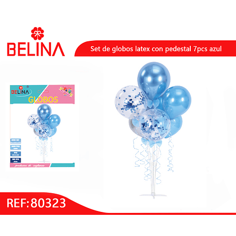 Set de globos con pedestal 7pcs azul