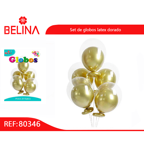 Set de globos de latex dorado