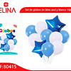 Set de globos de látex azul y blanco 10pcs