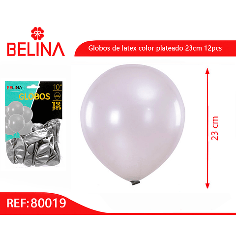 Globos de latex color plateado 23cm 12pcs