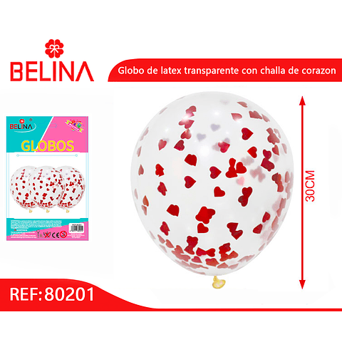 Globos de látex challa corazón 3pcs 30cm