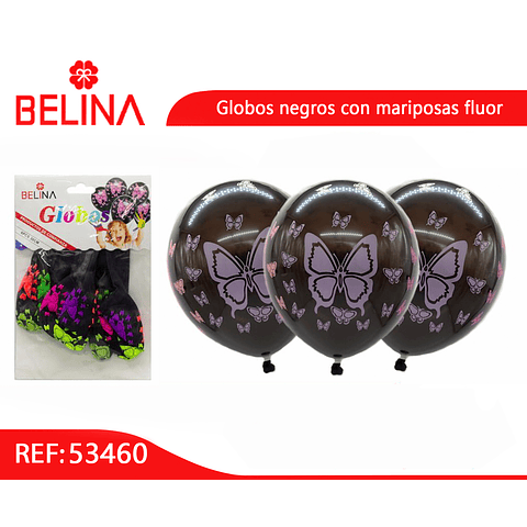 Globos fluor negro con mariposas